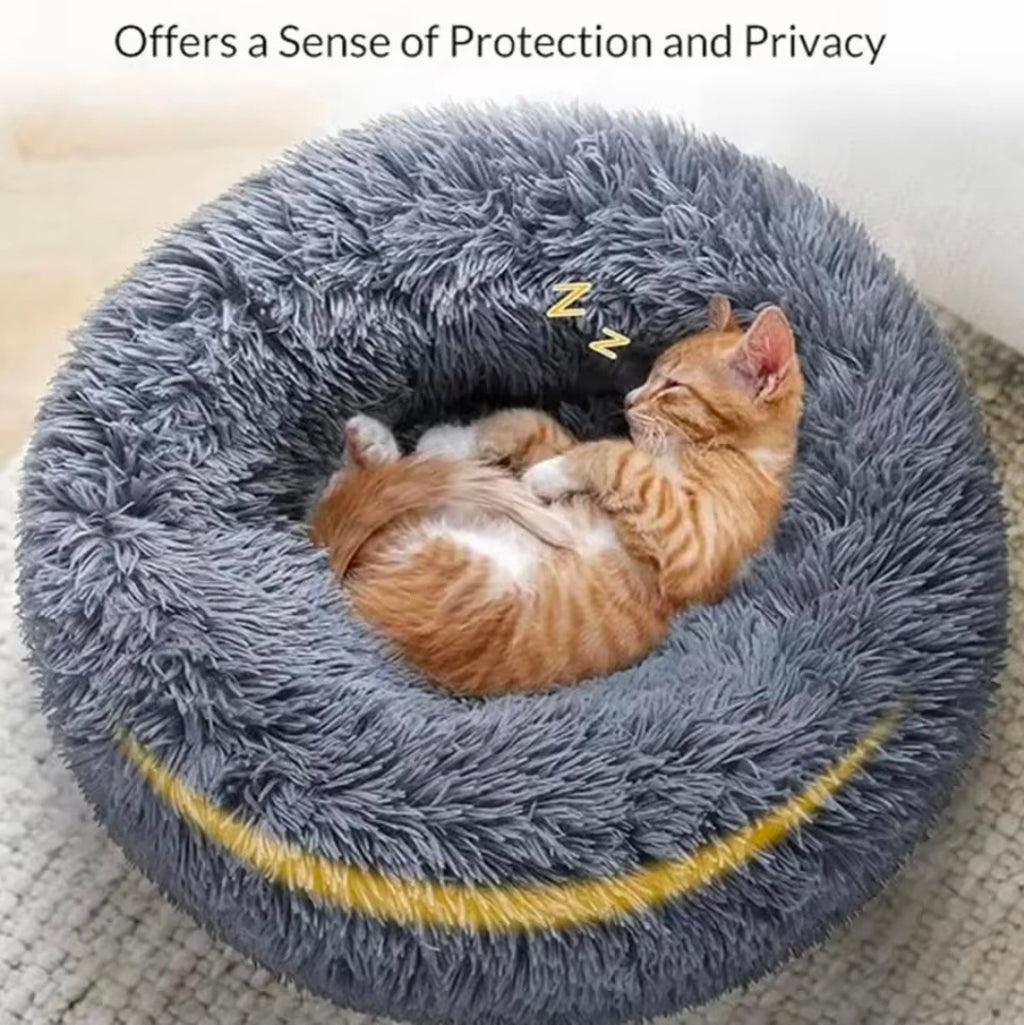 Calming Plush Pet Bed | Ultra Soft Donut Bed for Cats & Dogs