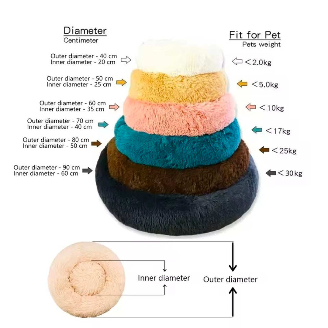 Calming Plush Pet Bed | Ultra Soft Donut Bed for Cats & Dogs